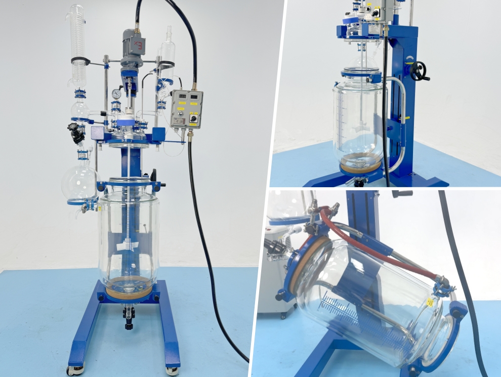 50L Explosion Proof Jacketed Glass Reactor with Lifting and Rotatable Reaction Vessel Shipped To UAE Client