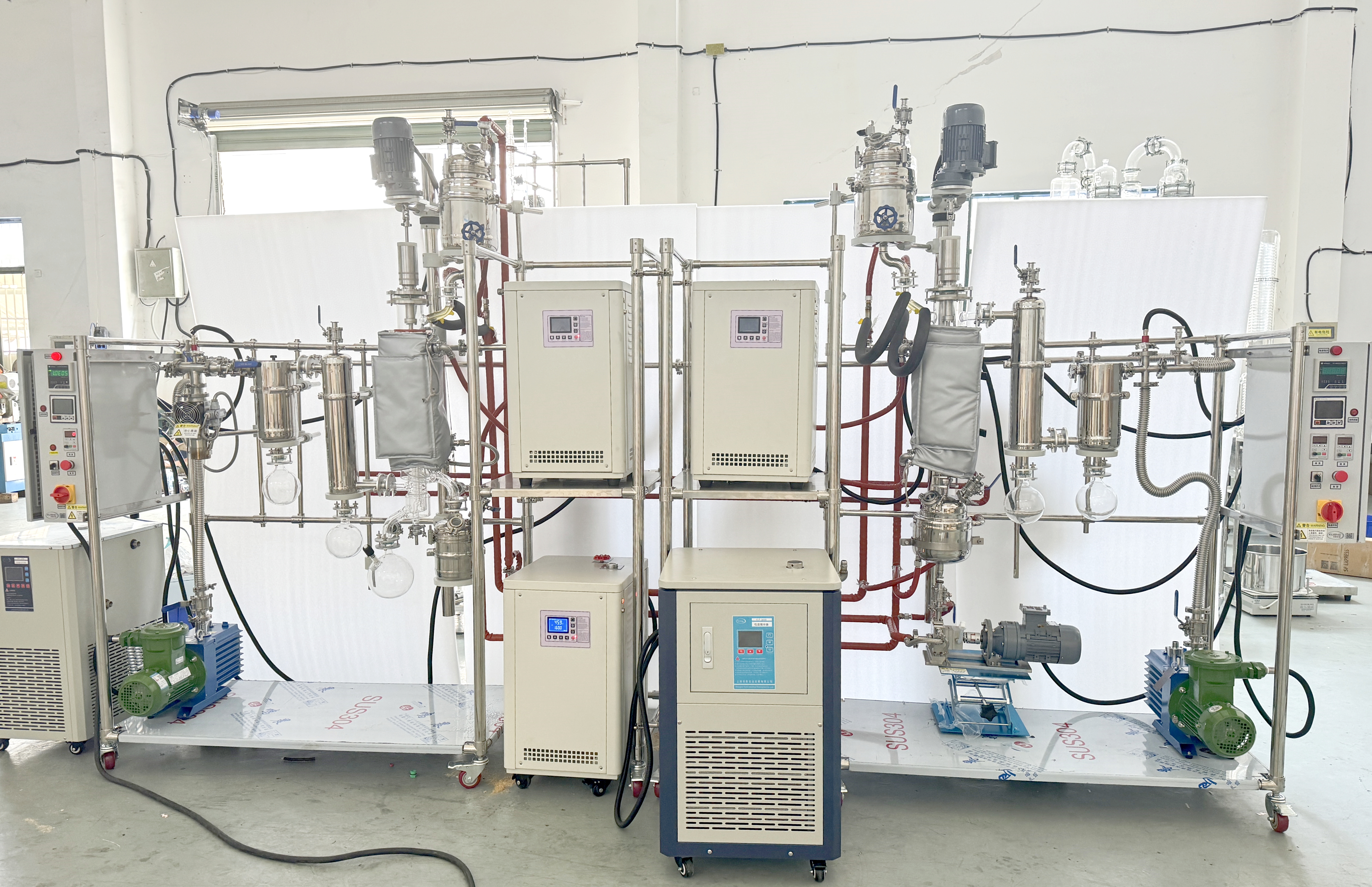 Dual/Two Stage (Thin Film + Short Path) Glass Wiped Film (Molecular) Distillation System