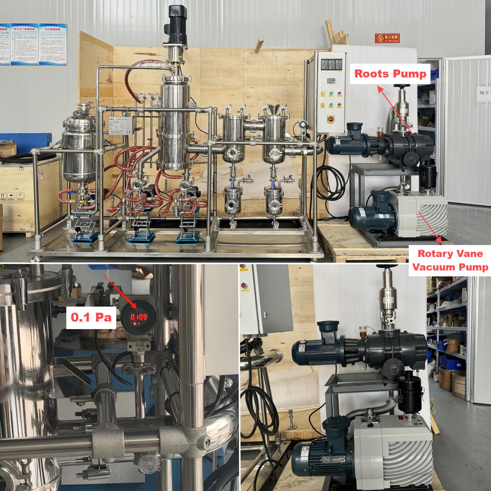 8-Inch Stainless Steel Wiped Film Molecular Distillation System - Equipped with Roots Pump And Rotary Vane Vane Pump